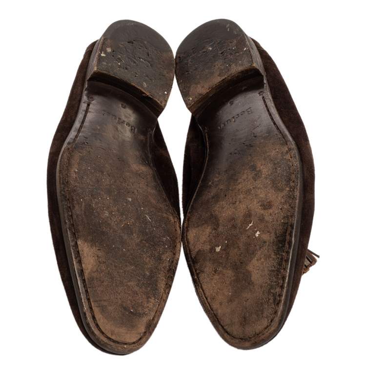 Pre Owned Berluti Brown Suede Tassel Loafers Size 42