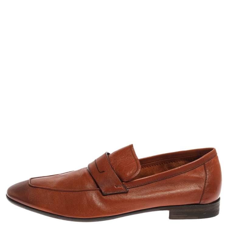 مملوكة مسبقًا Berluti Brown Leather Lorenzo Loafers Size 42.5