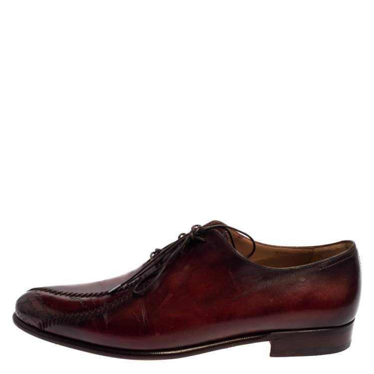 Pre Owned Berluti Two Tone Leather Lace Up Oxfords Size 42