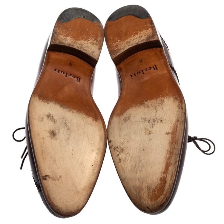 Pre Owned Berluti Two Tone Leather Lace Up Oxfords Size 42