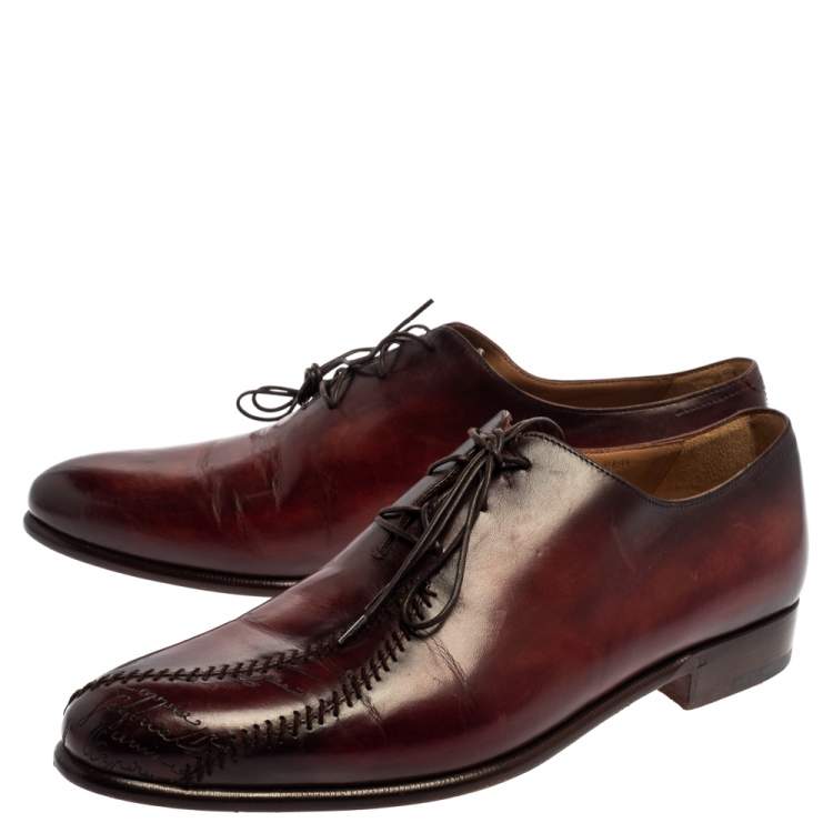 Pre Owned Berluti Two Tone Leather Lace Up Oxfords Size 42