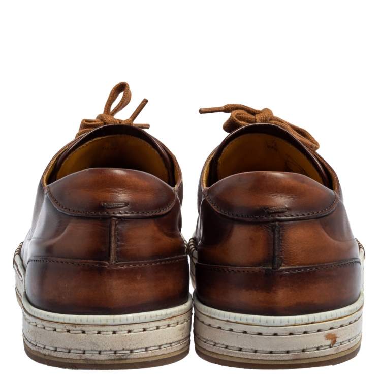 Pre Owned Berluti Brown Ombre Leather Playtime Low Top Sneakers Size 41.5