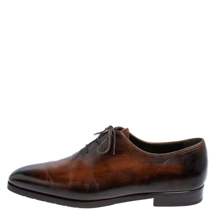 Pre Owned Berluti Brown Leather Lace Up Oxfords Size 42