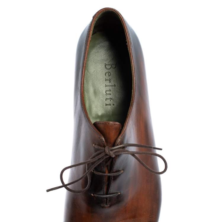 Pre Owned Berluti Brown Leather Lace Up Oxfords Size 42