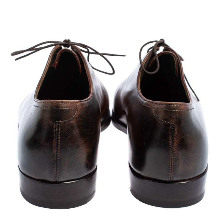 Pre Owned Berluti Brown Leather Lace Up Oxfords Size 42