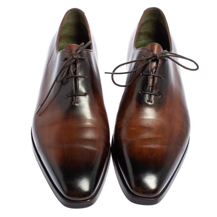 Pre Owned Berluti Brown Leather Lace Up Oxfords Size 42