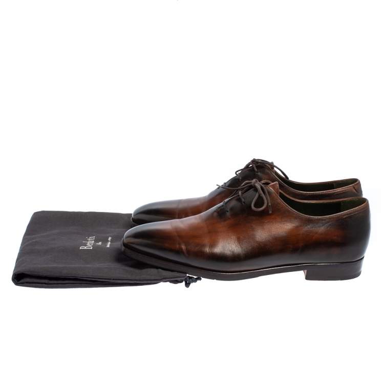 Pre Owned Berluti Brown Leather Lace Up Oxfords Size 42