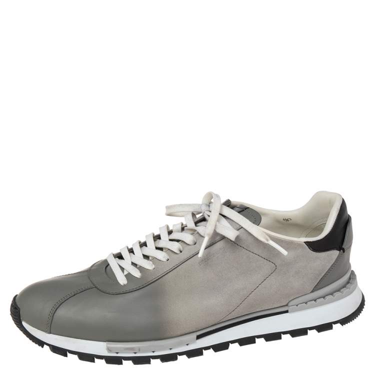 Pre Owned Berluti Ombre Grey Suede and Leather Lace Up Sneakers Size 43.5