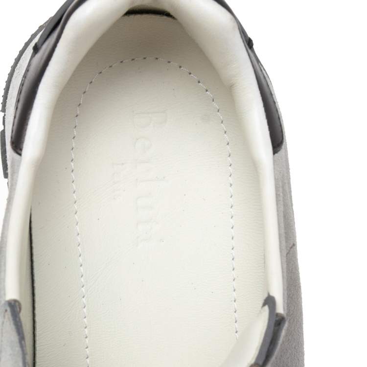 Pre Owned Berluti Ombre Grey Suede and Leather Lace Up Sneakers Size 43.5