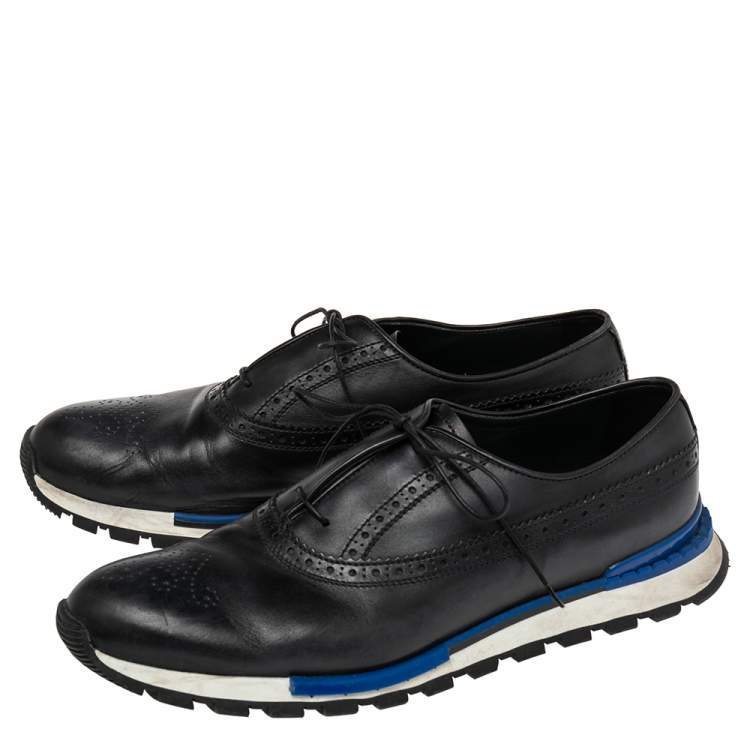 Pre Owned Berluti Blue/Black Leather Fast Track Brogue Sneakers Size 44.5
