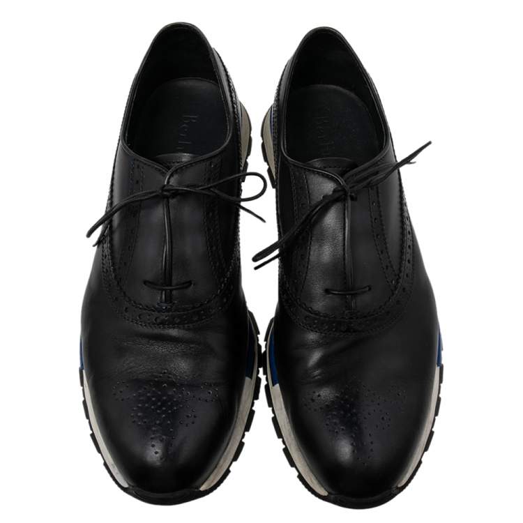 Pre Owned Berluti Blue/Black Leather Fast Track Brogue Sneakers Size 44.5