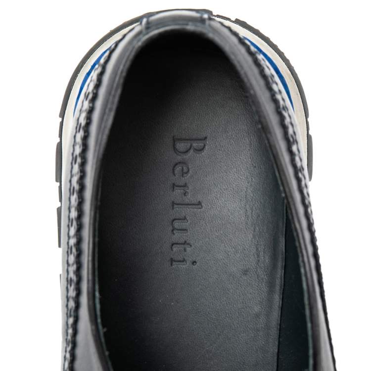 Pre Owned Berluti Blue/Black Leather Fast Track Brogue Sneakers Size 44.5