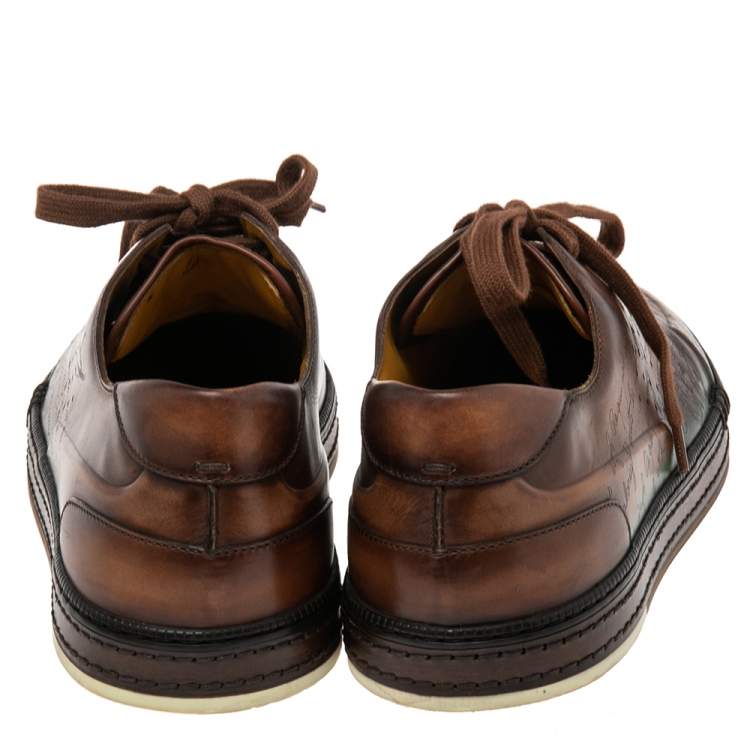 Pre Owned Berluti Brown Ombre Leather Playtime Low Top Sneakers Size 45