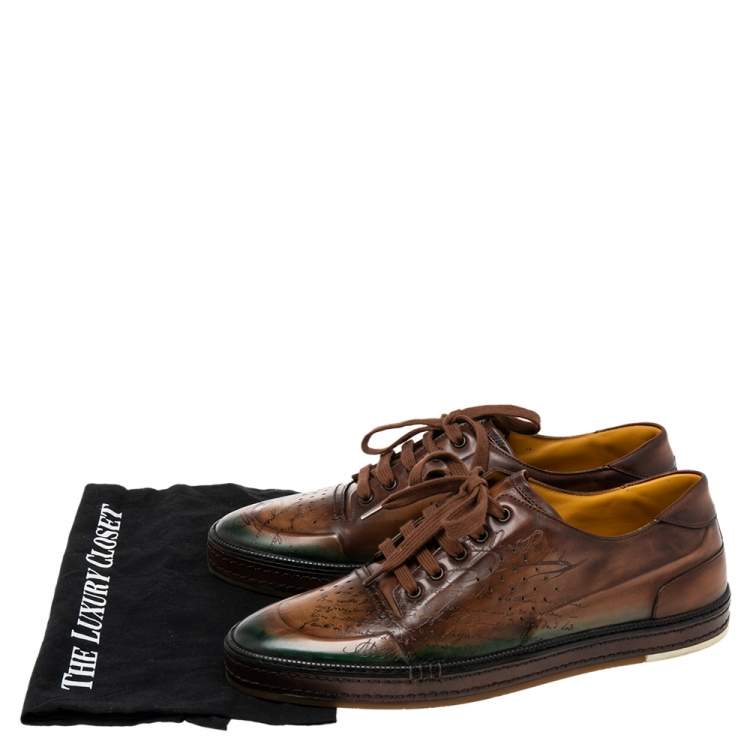 Pre Owned Berluti Brown Ombre Leather Playtime Low Top Sneakers Size 45