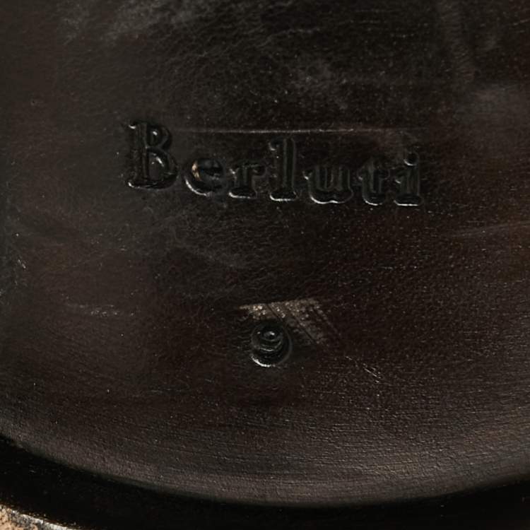 Pre Owned Berluti Green/Black Leather Monk Strap Loafers Size 43
