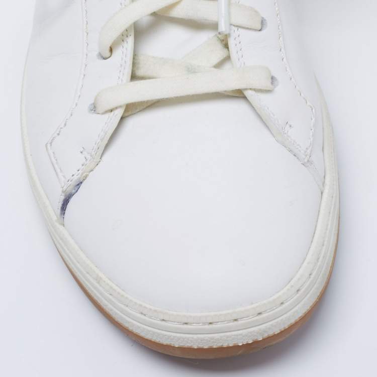 Pre Owned Berluti White/Brown Leather High Top Sneakers Size 43