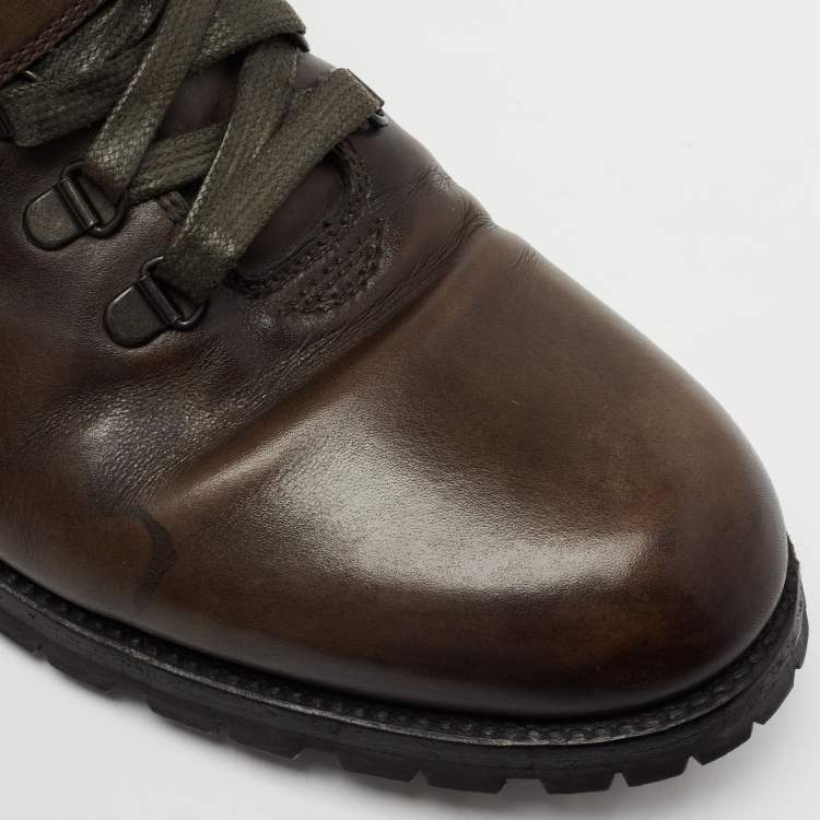 Pre Owned Berluti Brown Leather Brunico Ankle Boots Size 43.5