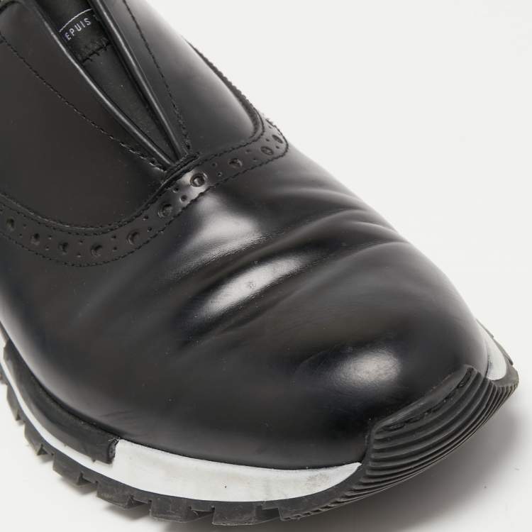 Pre Owned Berluti Black Leather Fast Track Slip On Sneakers Size 40