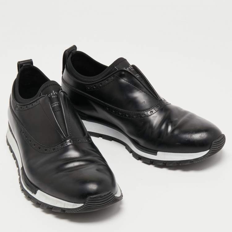 Pre Owned Berluti Black Leather Fast Track Slip On Sneakers Size 40