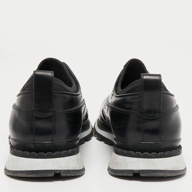 Pre Owned Berluti Black Leather Fast Track Slip On Sneakers Size 40