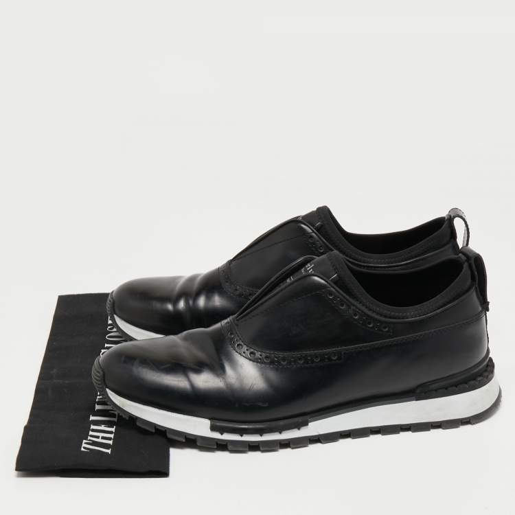 Pre Owned Berluti Black Leather Fast Track Slip On Sneakers Size 40