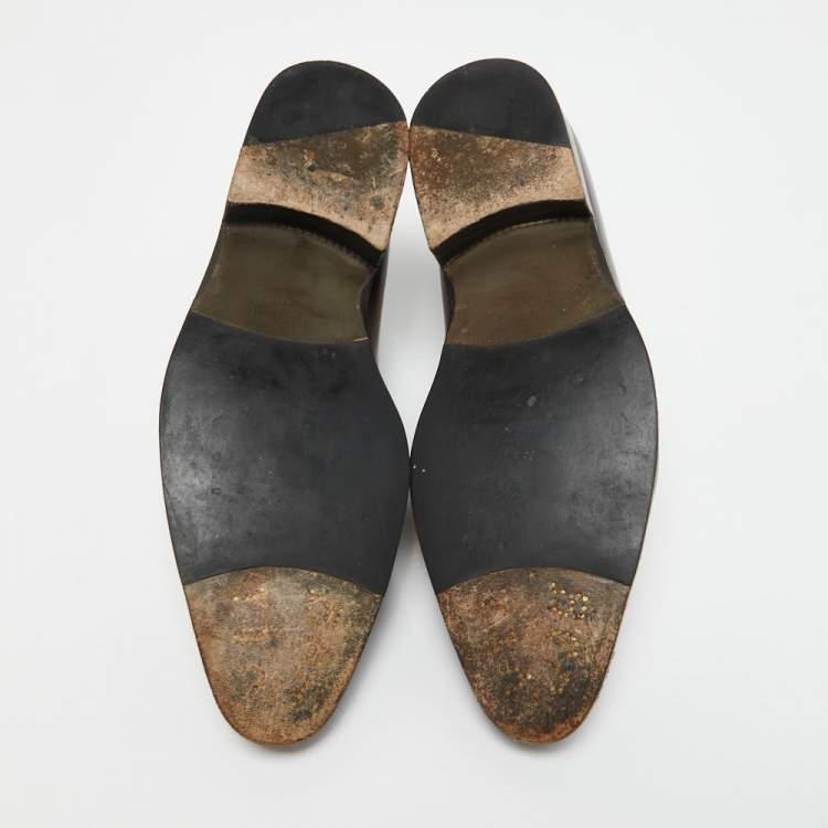 Pre Owned Berluti Brown Leather Slip On Derby Size 40