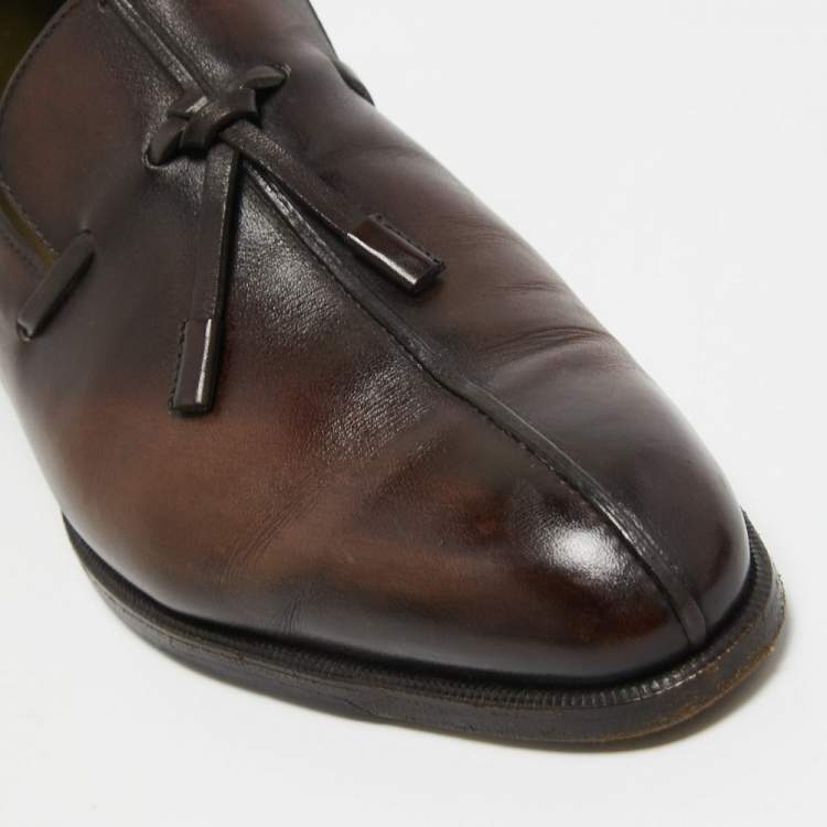 Pre Owned Berluti Brown Leather Slip On Derby Size 40