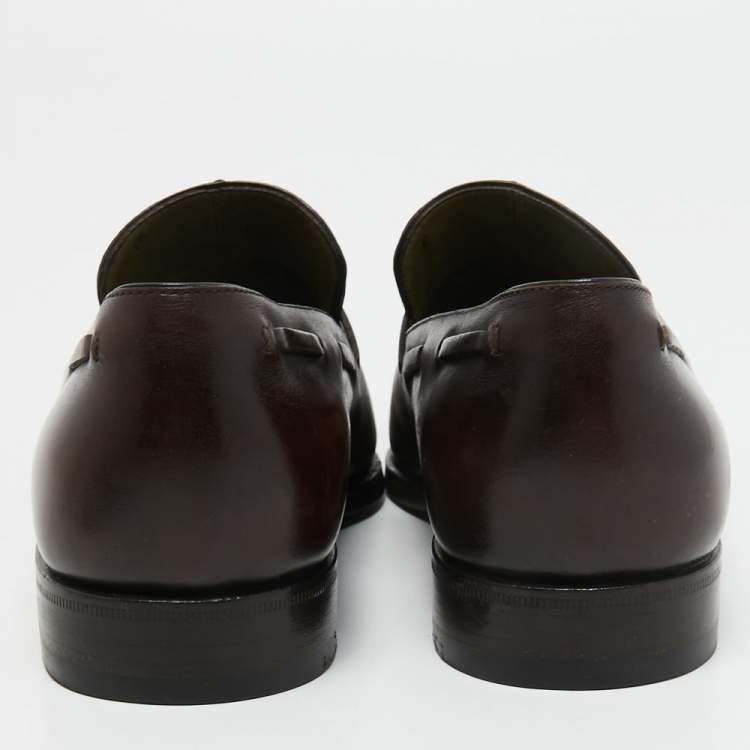 Pre Owned Berluti Brown Leather Slip On Derby Size 40