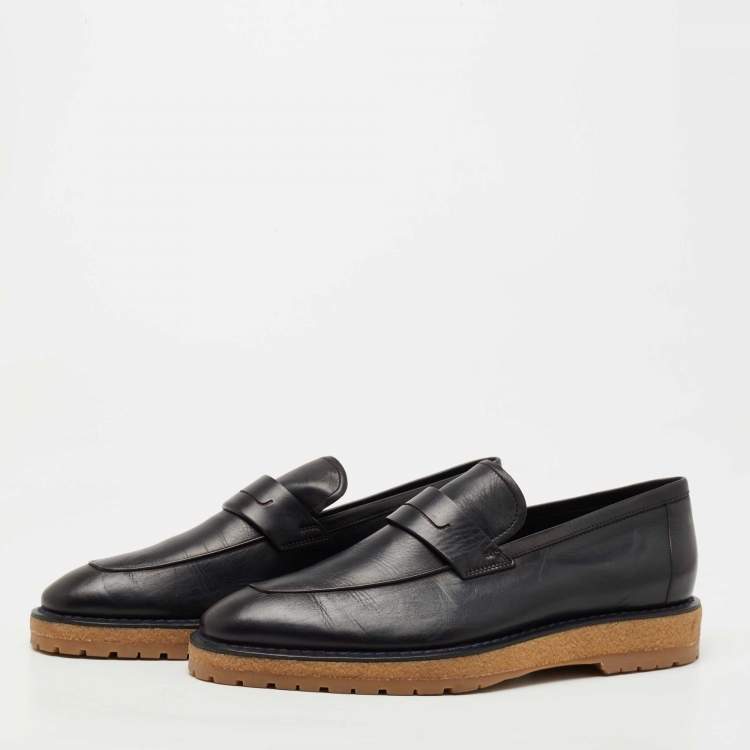 مملوكة مسبقًا Berluti Navy Blue Leather Slip On Derby Size 40