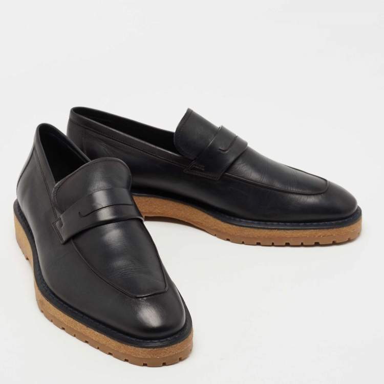 مملوكة مسبقًا Berluti Navy Blue Leather Slip On Derby Size 40