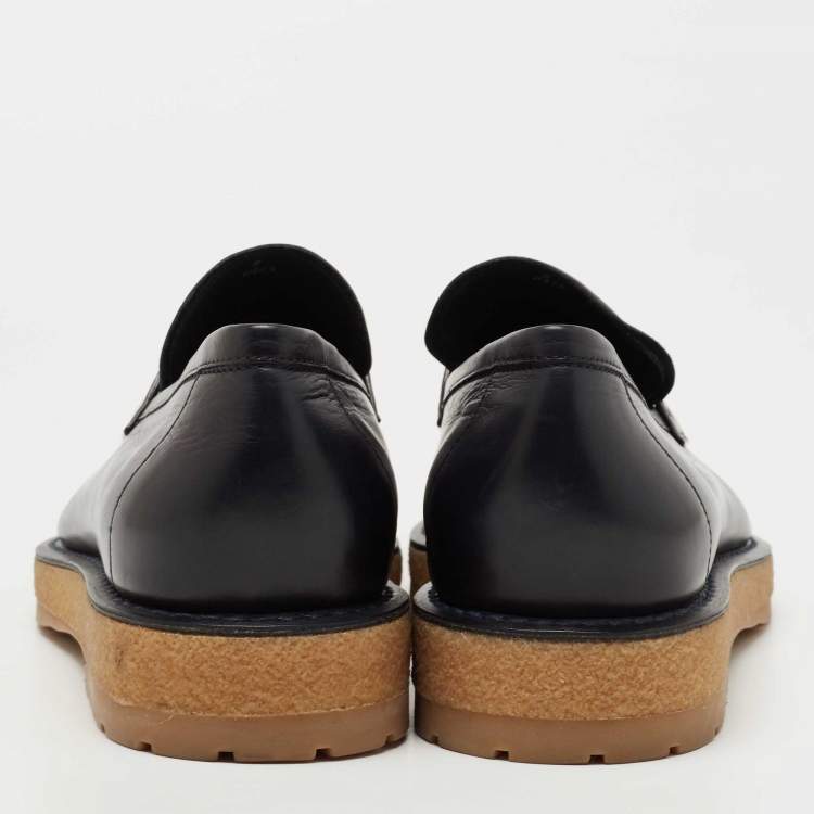 مملوكة مسبقًا Berluti Navy Blue Leather Slip On Derby Size 40