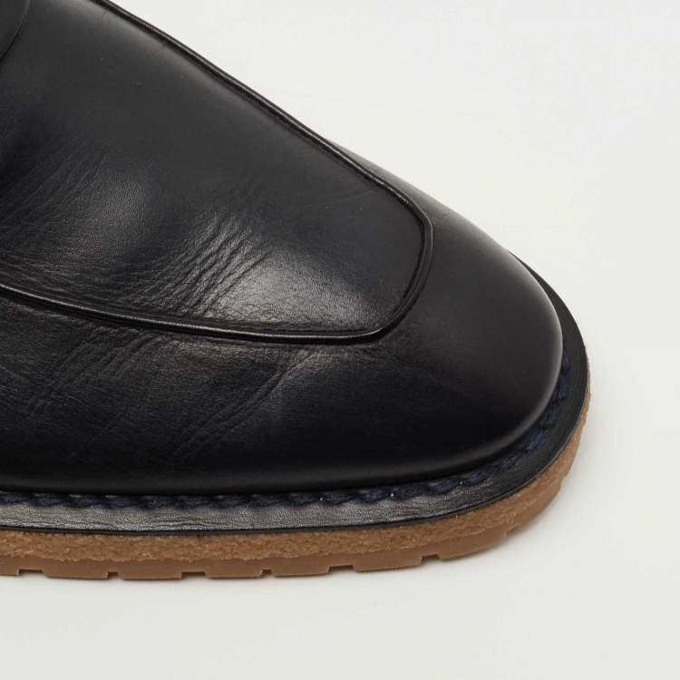 مملوكة مسبقًا Berluti Navy Blue Leather Slip On Derby Size 40