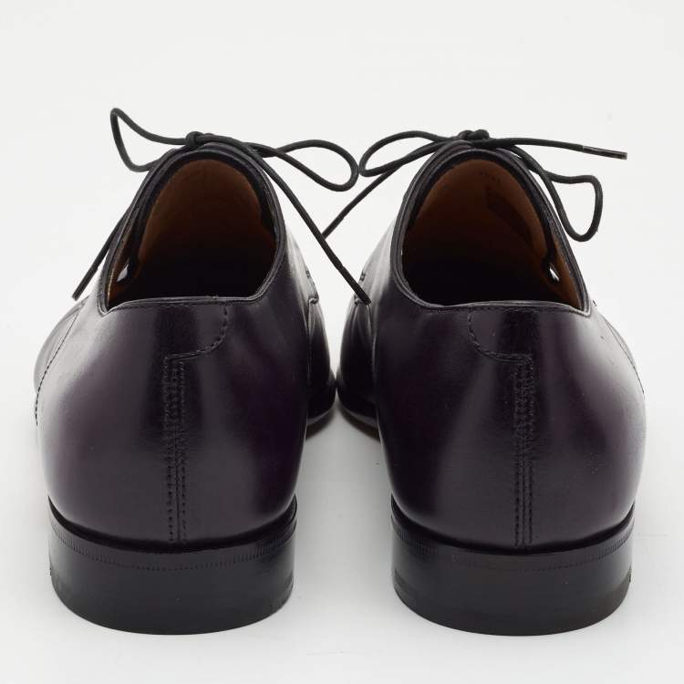 Pre Owned Berluti Purple Leather Lace Up Derby Size 40.5