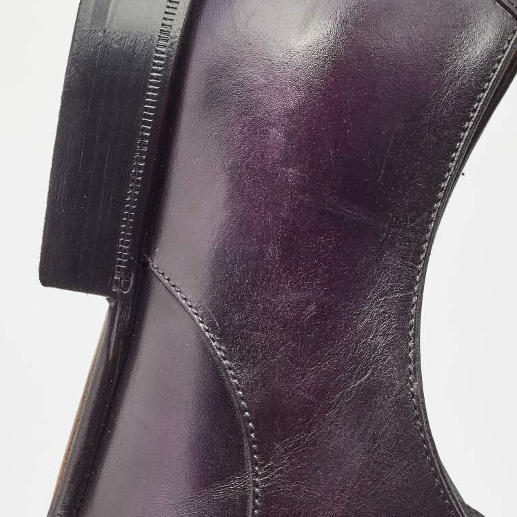 Pre Owned Berluti Purple Leather Lace Up Derby Size 40.5