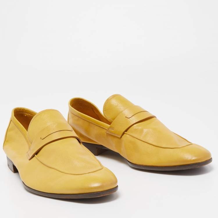Pre Owned Berluti Yellow Leather Lorenzo Loafers Size 43