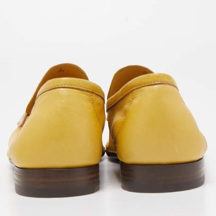 Pre Owned Berluti Yellow Leather Lorenzo Loafers Size 43