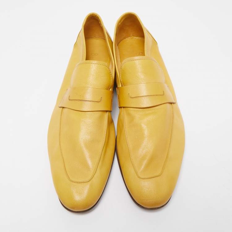 Pre Owned Berluti Yellow Leather Lorenzo Loafers Size 43