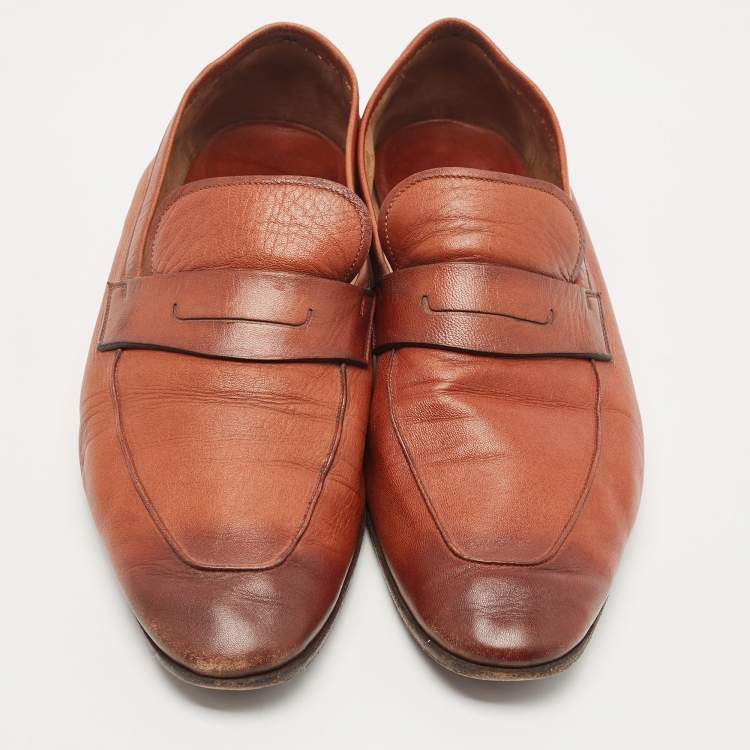 Pre Owned Berluti Brown Leather Lorenzo Loafers Size 43