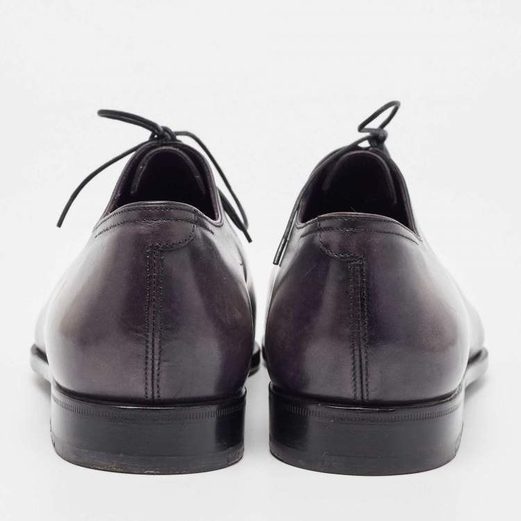 Pre Owned Berluti Grey Leather Lace Up Oxfords Size 43