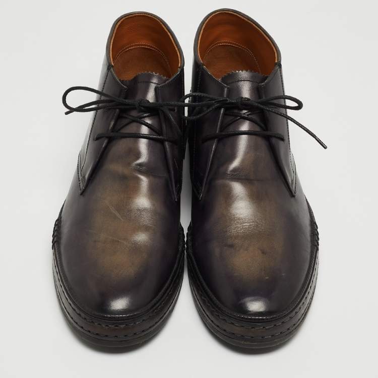 Pre Owned Berluti Two Tone Leather Ankle Boots Size 43.5