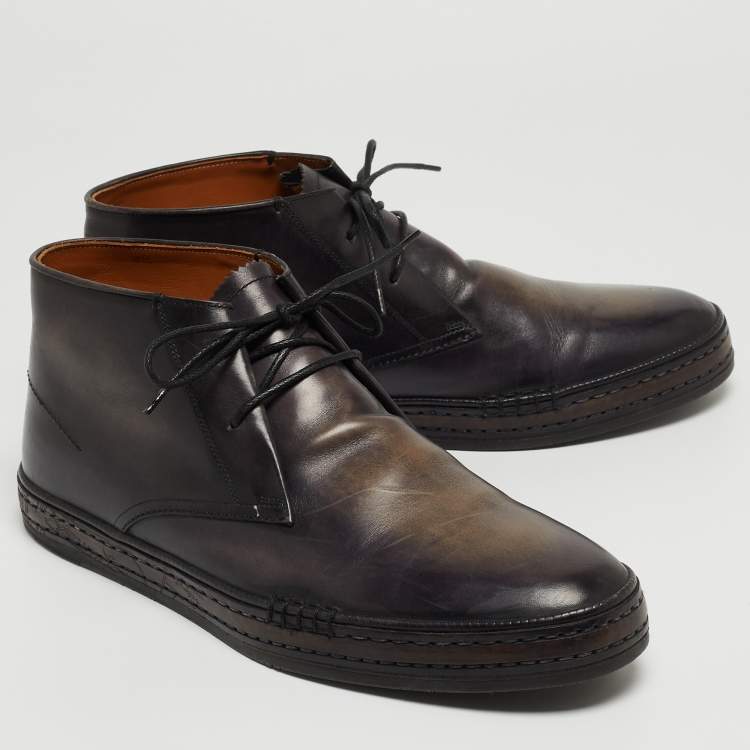 Pre Owned Berluti Two Tone Leather Ankle Boots Size 43.5