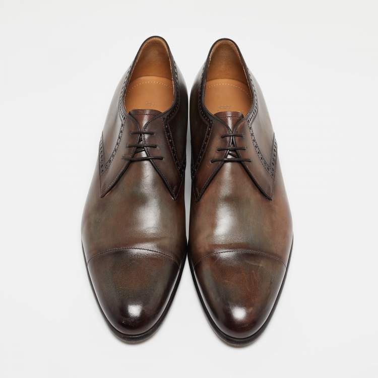 Pre Owned Berluti Two Tone Leather Lace Up Derby Size 43.5