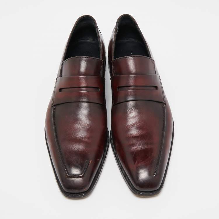 Pre Owned Berluti Two Tone Leather Penny Slip On Loafers Size 43.5