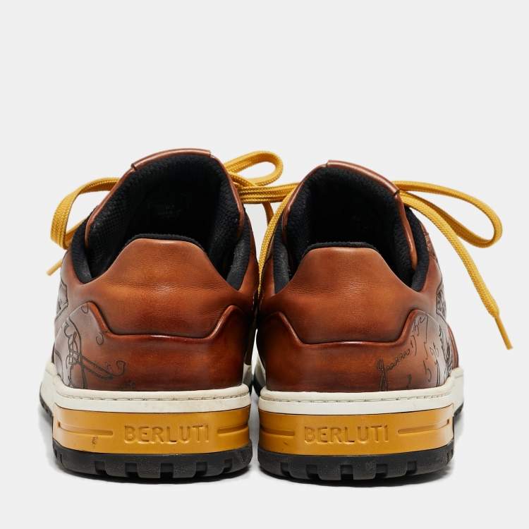 Pre Owned Berluti Brown Leather Playtime Low Top Sneakers Size 44
