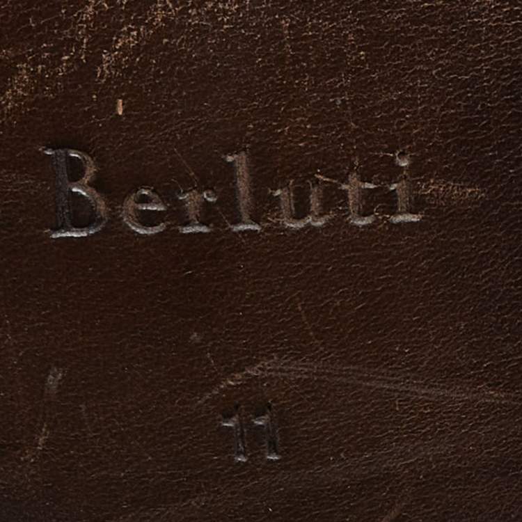 Pre Owned Berluti Black Leather Penny Slip On Loafers Size 45