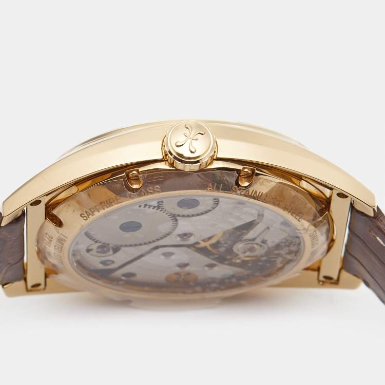 Pre Owned Bernhard H.Mayer Silver Rose Gold PVD Plated Stainless Steel Leather Mecanique BH30/CWR Men's Wristwatch 44 mm
