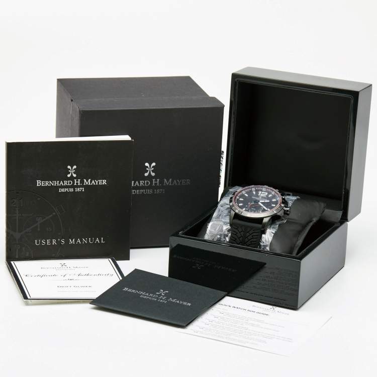 مملوكة مسبقًا Bernhard H.Mayer Black PVD Coated Stainless Steel Silicone Drift Glider BH11/CW Men's Wristwatch 44 mm