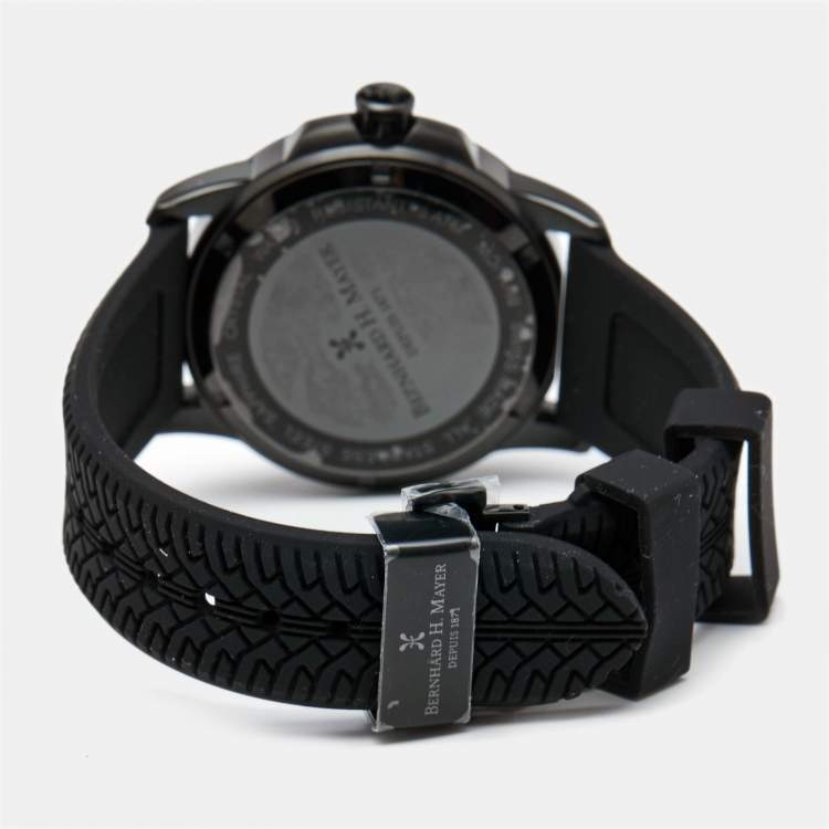 مملوكة مسبقًا Bernhard H.Mayer Black PVD Coated Stainless Steel Silicone Drift Glider BH11/CW Men's Wristwatch 44 mm