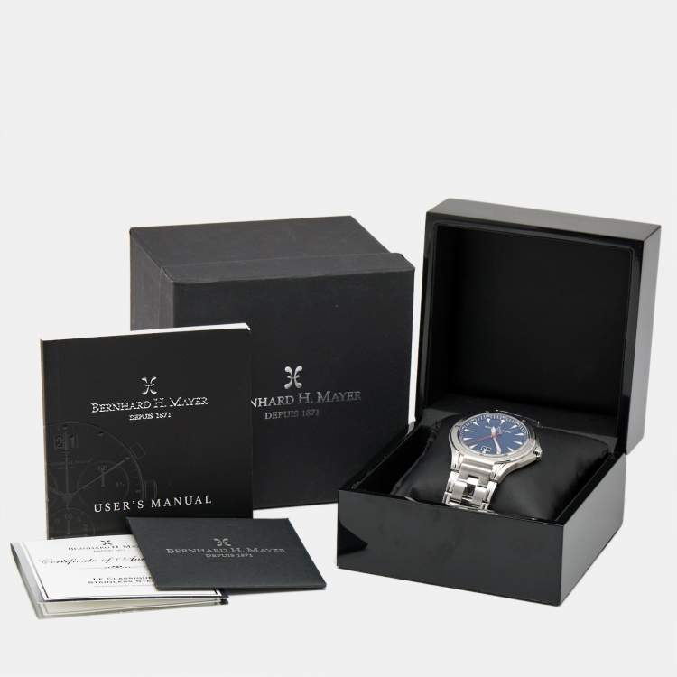 Pre Owned Bernhard H. Mayer Blue Stainless Steel Le Classique BH40P/CW Men's Wristwatch 42 mm 