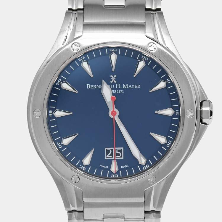 Pre Owned Bernhard H. Mayer Blue Stainless Steel Le Classique BH40P/CW Men's Wristwatch 42 mm 